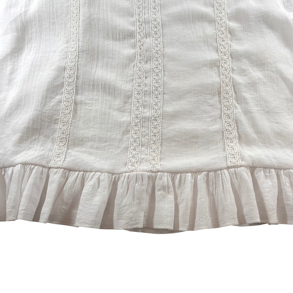 Counterparts White Sheet Lace Trim Ruffle Hem Blouse Top Womens M Fairycore Boho - Picture 5 of 8